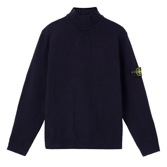 [Stone Island] Turtleneck Knit with Ribbed Trims in Navy