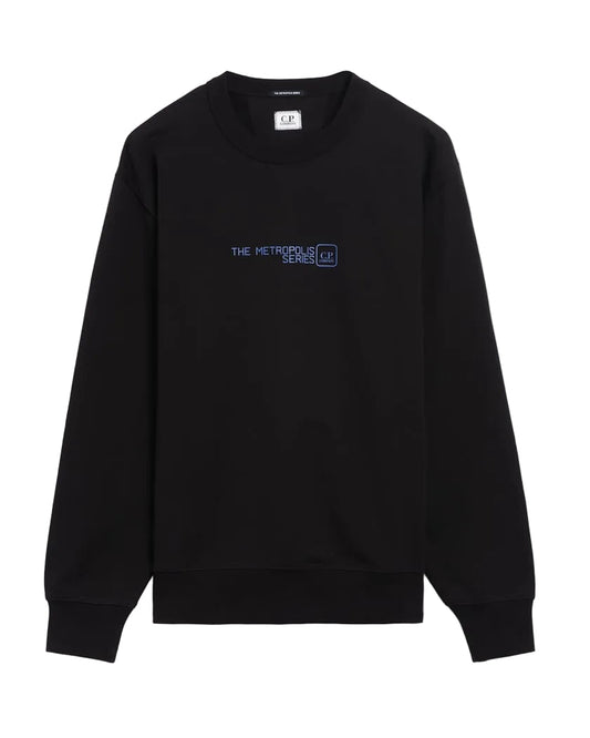 Cp Company Metropolis Front/Back Logo Sweatshirt In Black